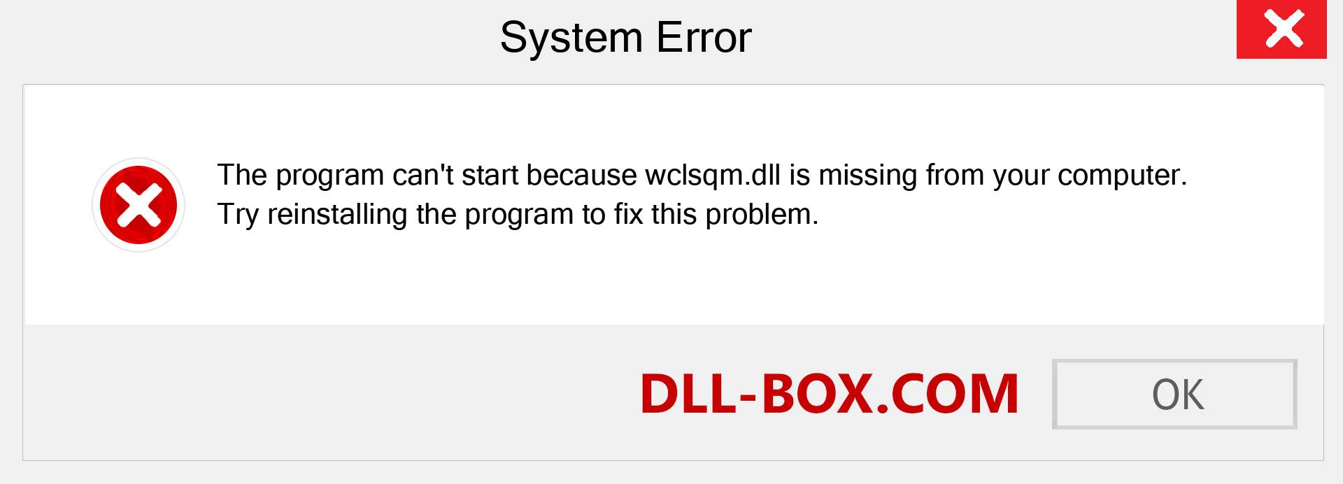  wclsqm.dll file is missing?. Download for Windows 7, 8, 10 - Fix  wclsqm dll Missing Error on Windows, photos, images